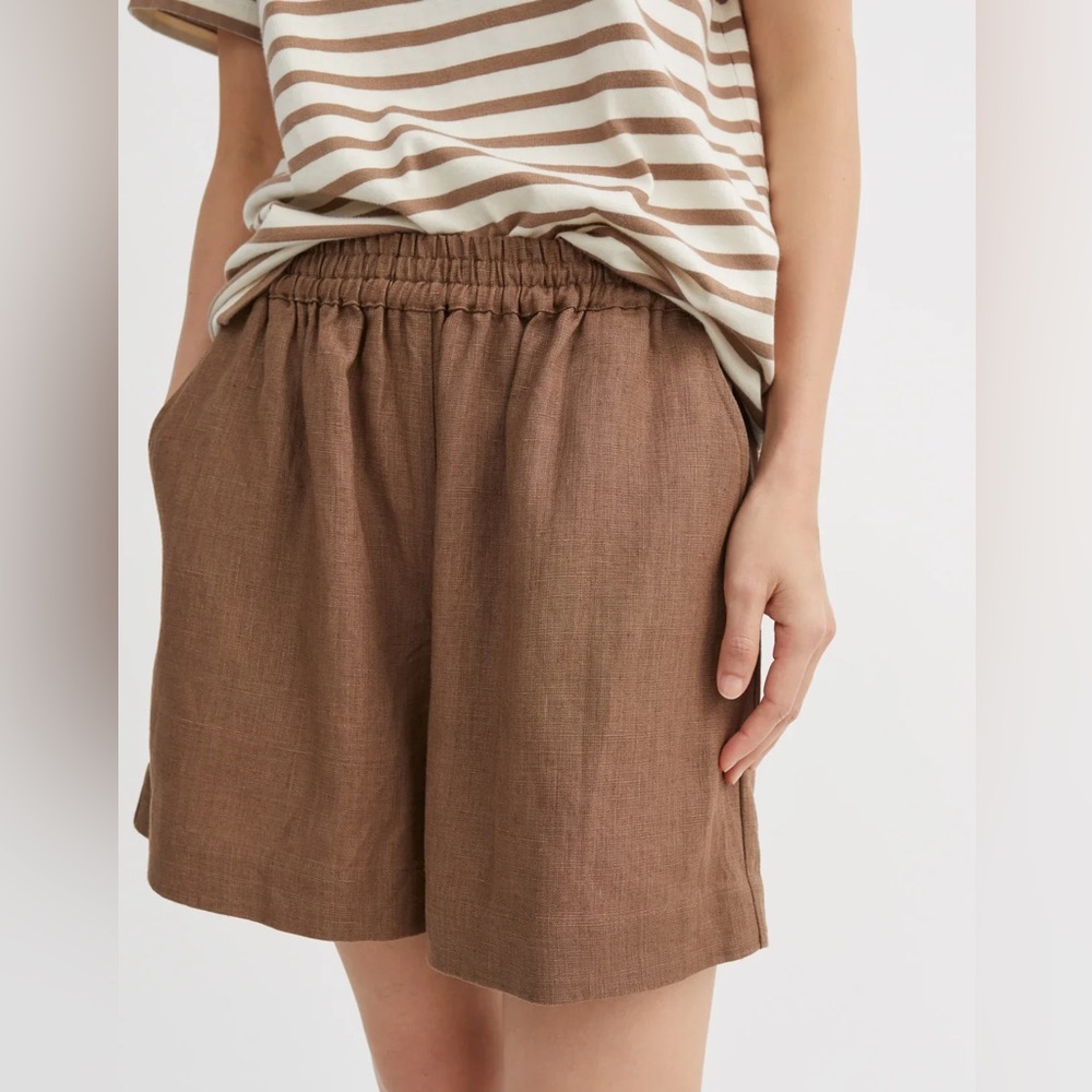 NWT Skall Studio Edgar Linen Shorts Cedar Brown Size 34 XS
